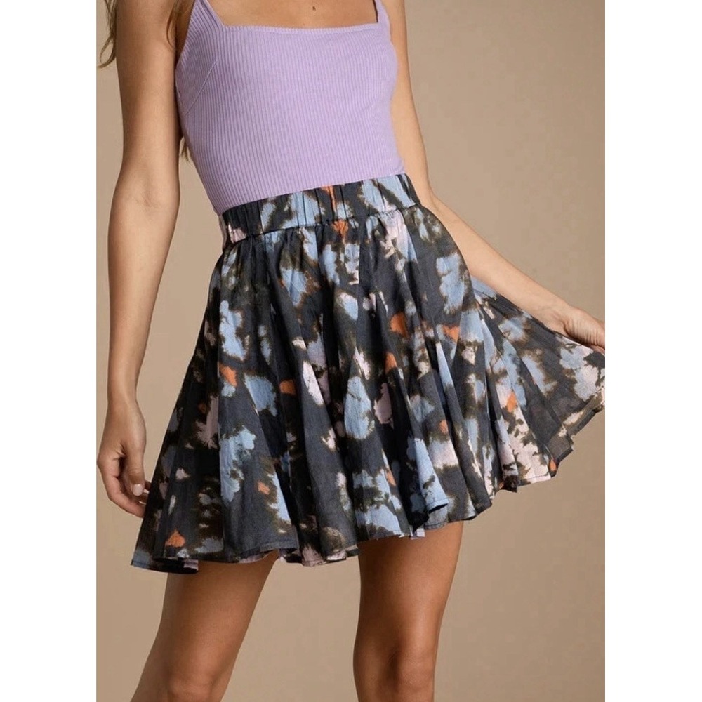 Free People Sway My Way Mini Skirt Dark Combo Medium